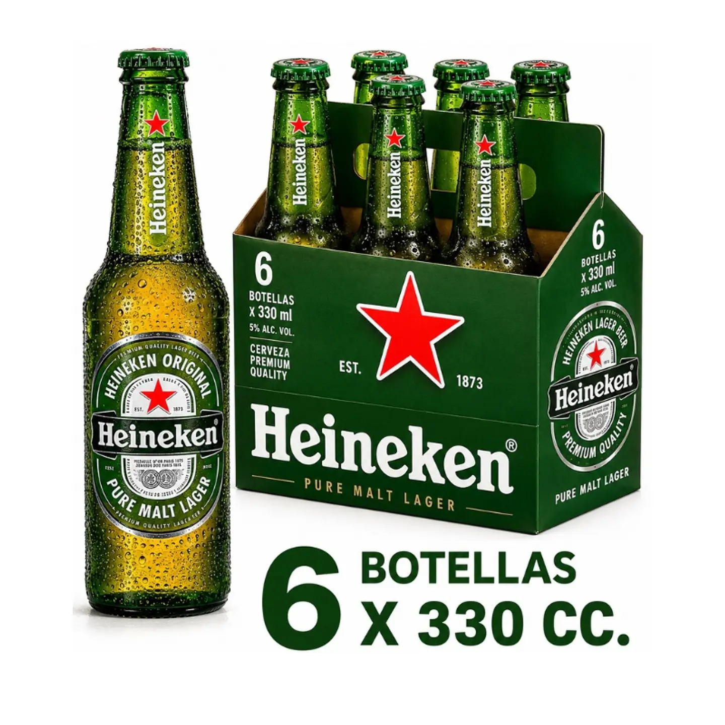 Pack 6 un. Cerveza Heineken Lager 5.0° 330 cc 1