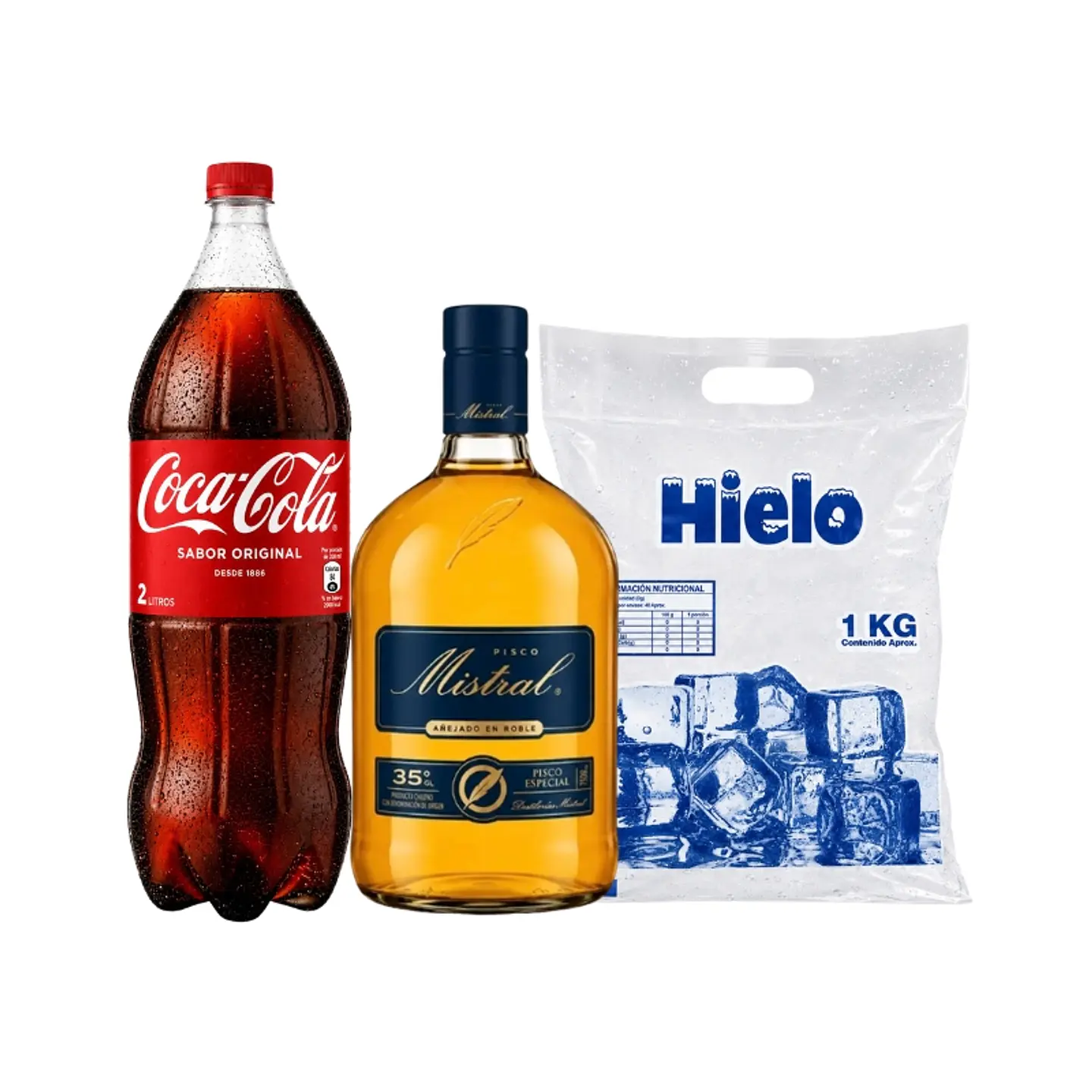 Promos Pisco + Bebida 2L + Hielo  1