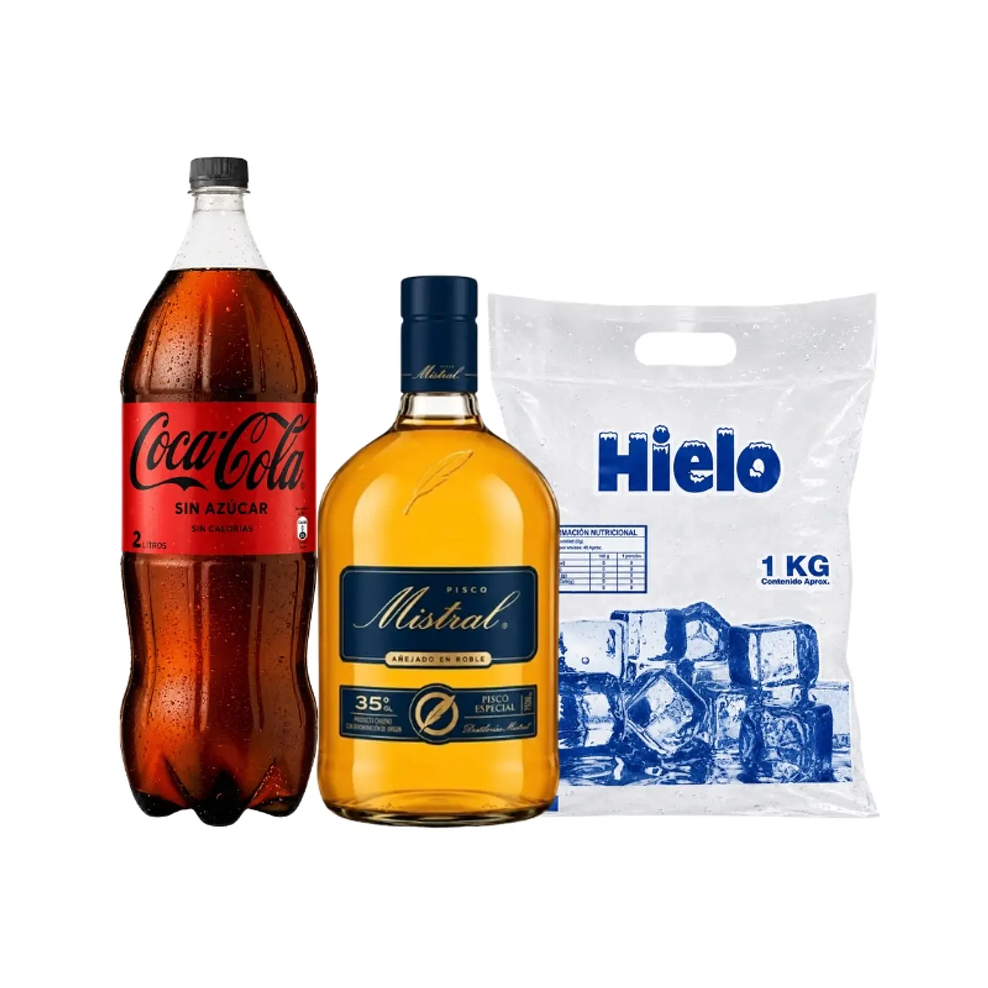 Promos Pisco + Bebida 2L + Hielo  2