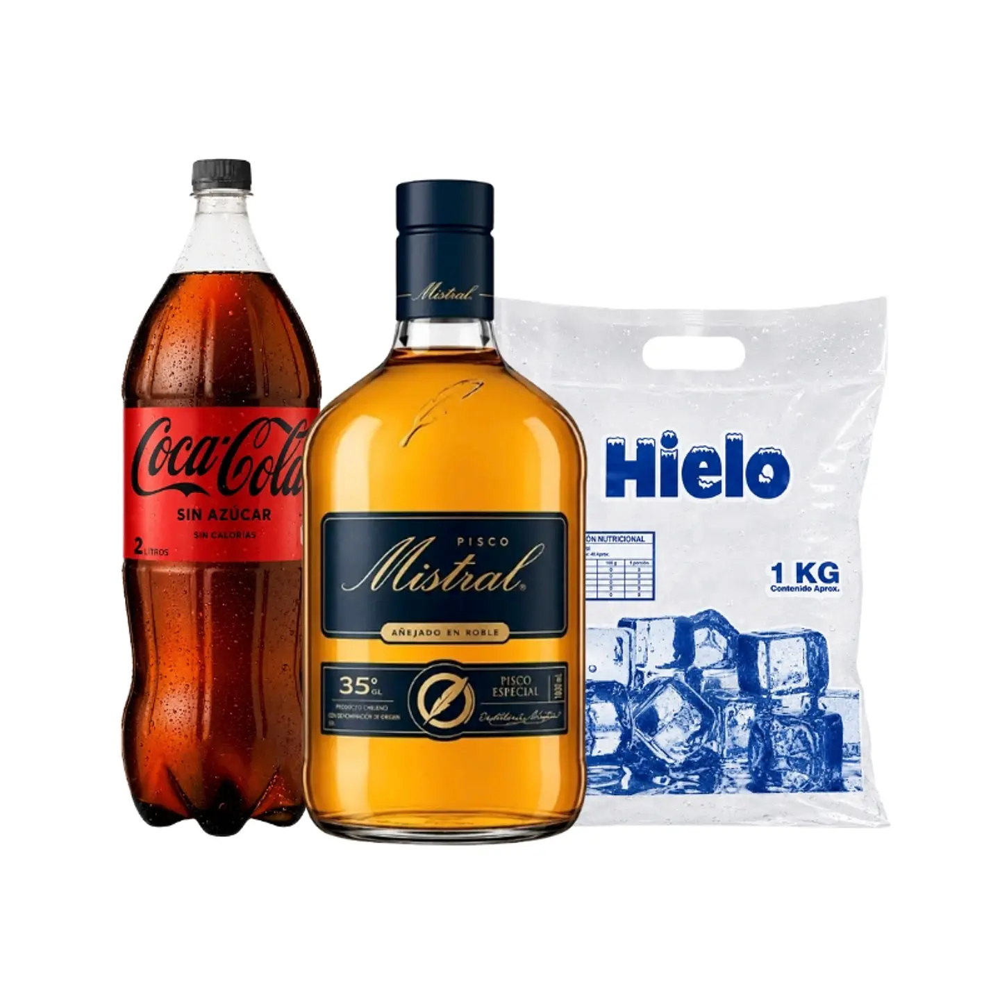Promos Pisco + Bebida 2L + Hielo  3