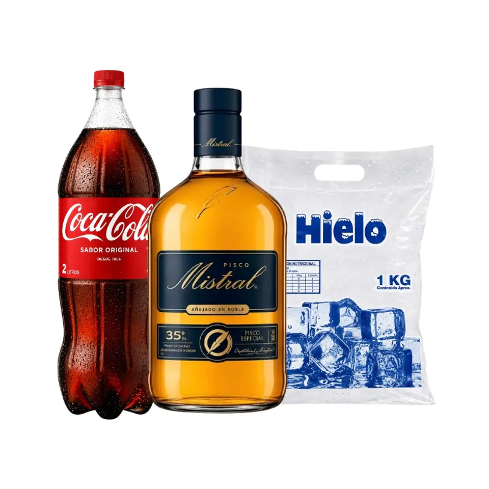 Promos Pisco + Bebida 2L + Hielo  4