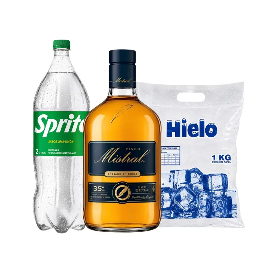 Promos Pisco + Bebida 2L + Hielo 3