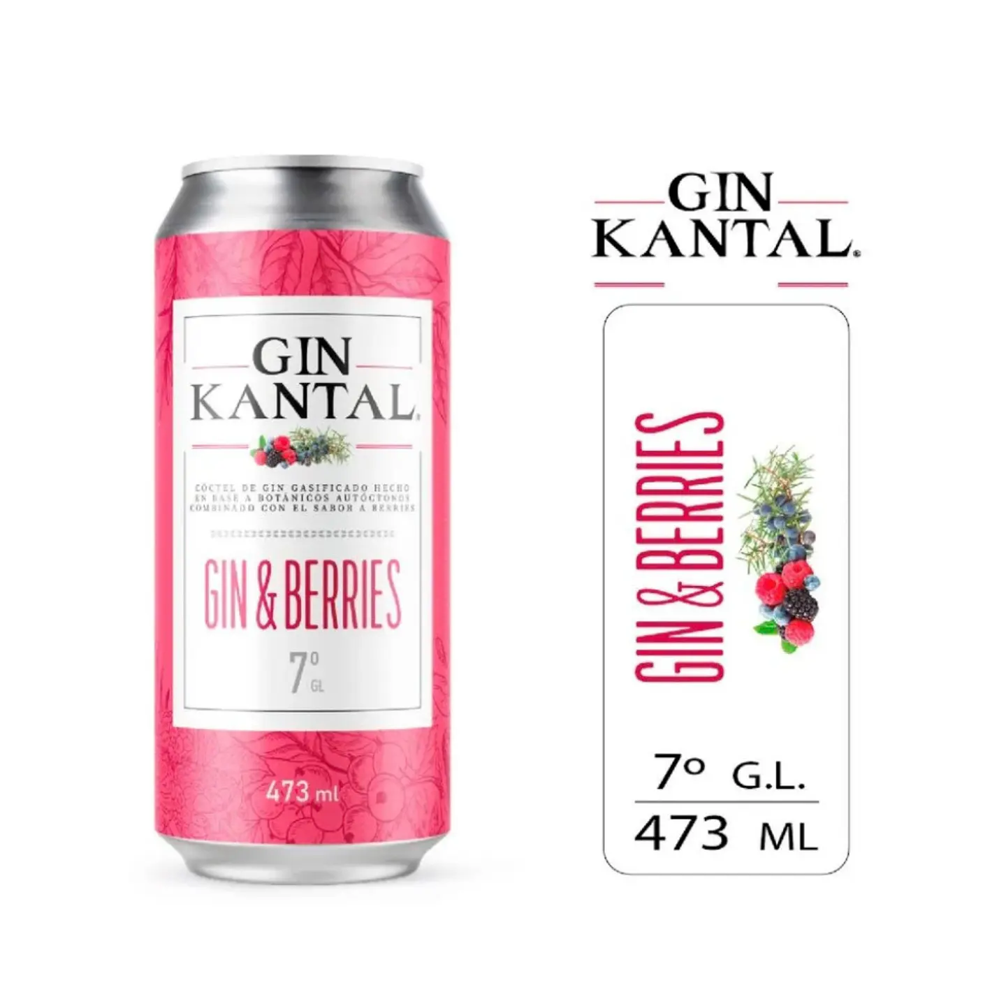 Gin Kantal Berries 7° Lata 473 cc 1