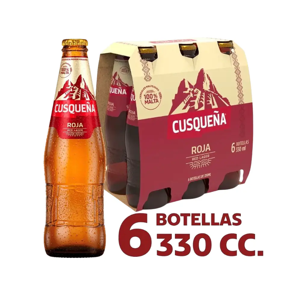 Pack Cerveza Cusqueña Red Lager Botella 6 Un De 330 cc 1