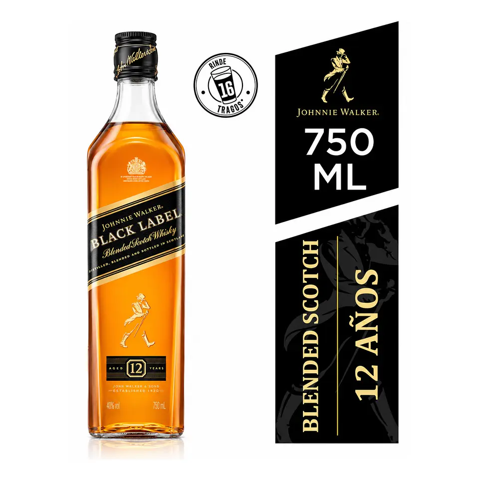 Whisky Johnnie Walker Black Label 12 Años 40° 750 cc 1