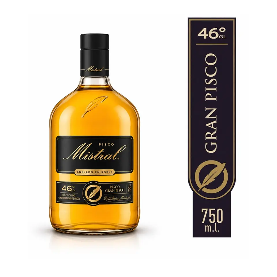 Pisco Mistral Añejado en Roble 46° Botella 750 cc 1