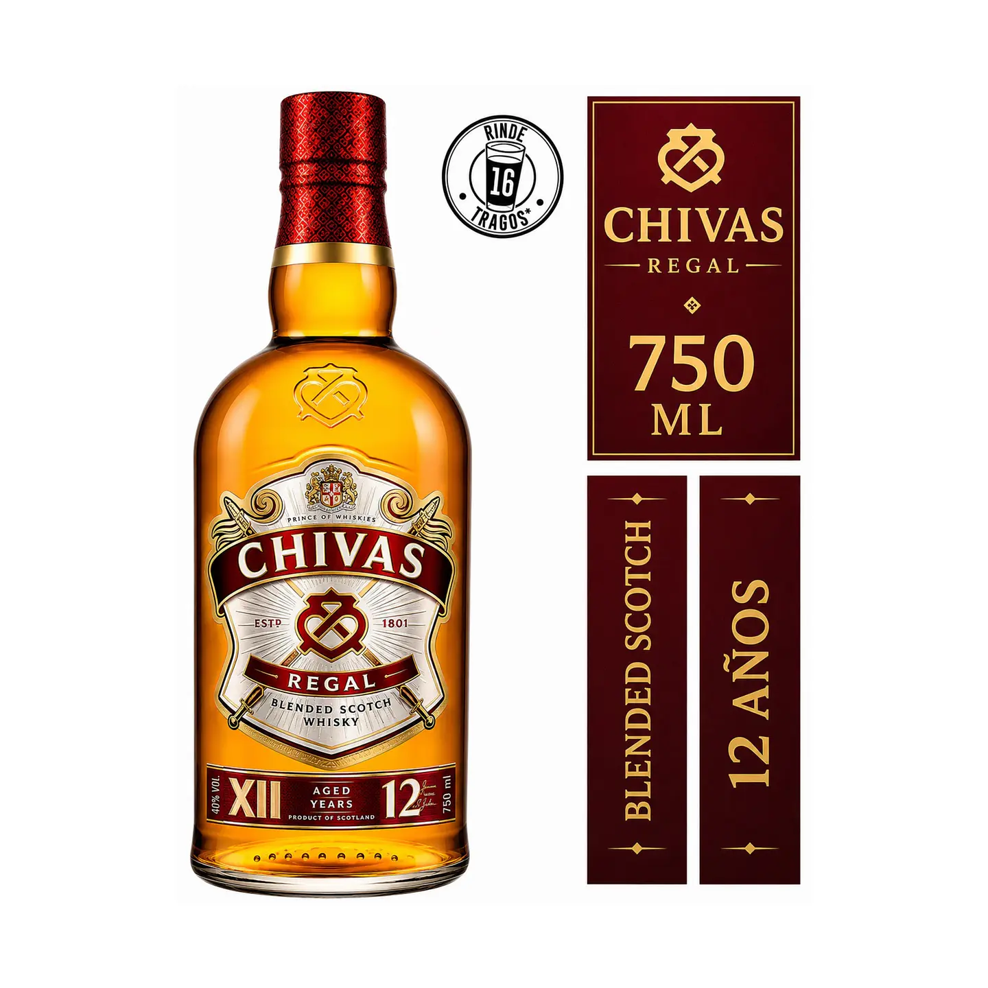 Whisky Chivas Regal 12 Años 40° 750 cc 1