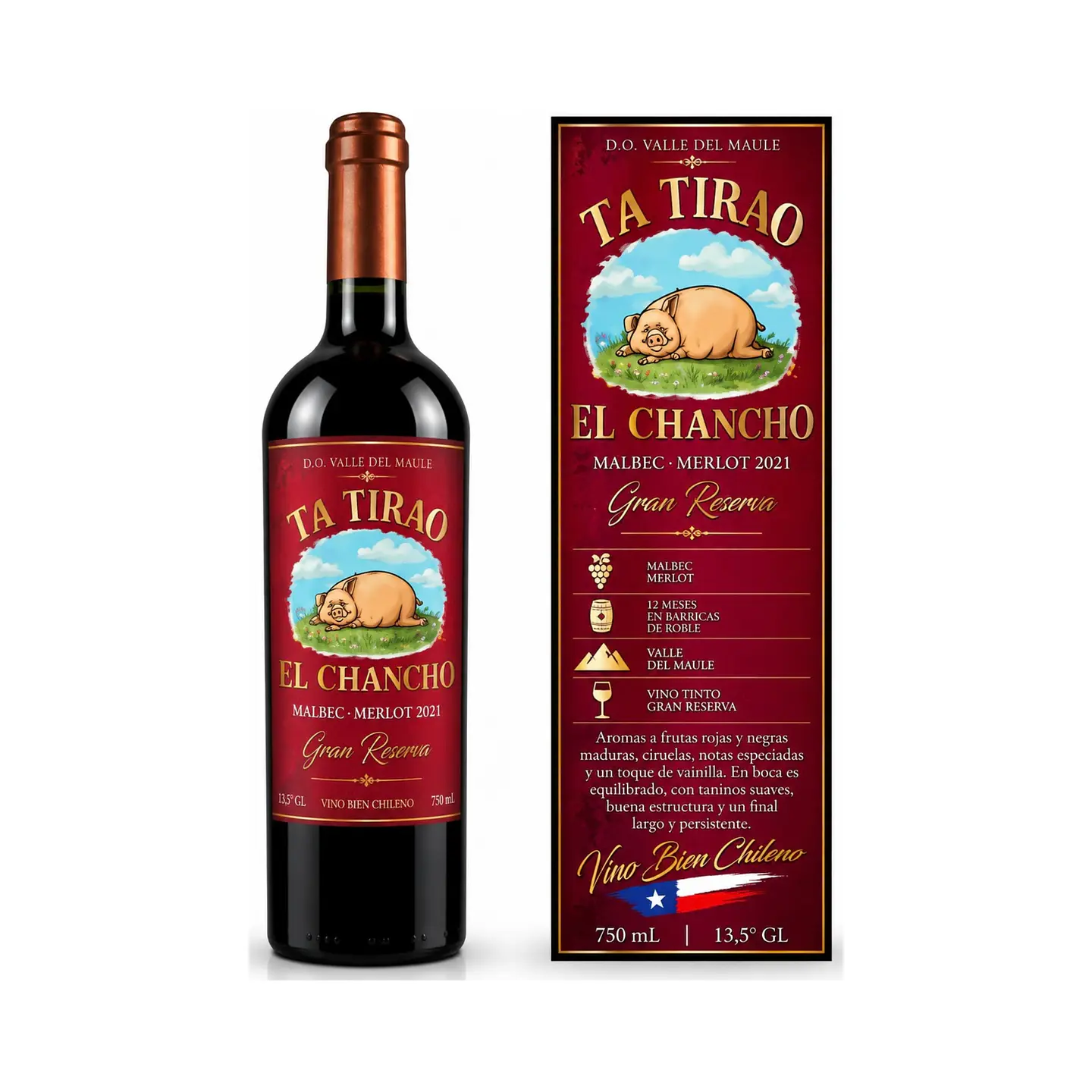 Ta Tirao El Chancho Gran Reserva Malbec–Merlot 2021 – 750 ml 1
