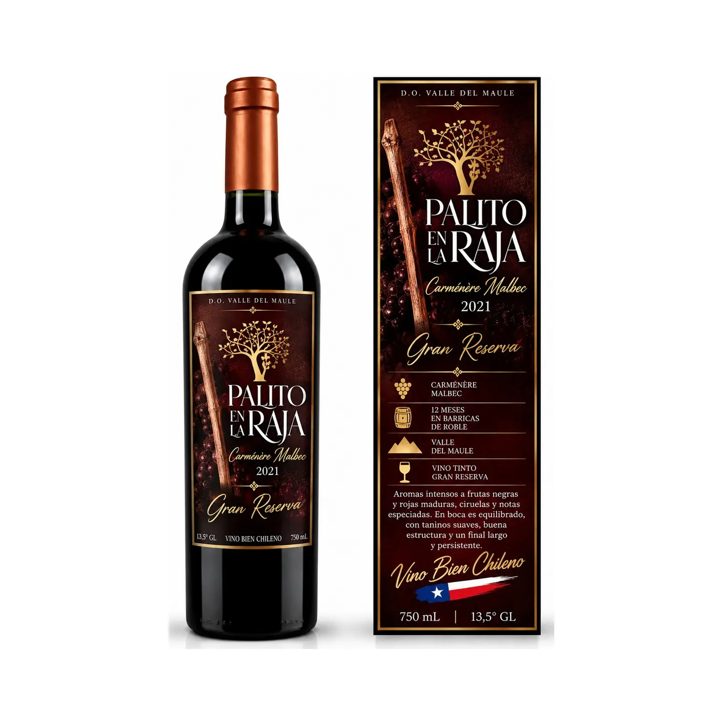 Palito en la Raja Gran Reserva Carménère Malbec 2021  750 ml 1