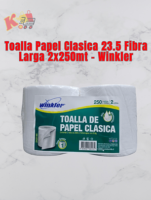 TK - 000009 - Toalla Papel Clásica 23.5 Fibra Larga 2x250mt - Winkler