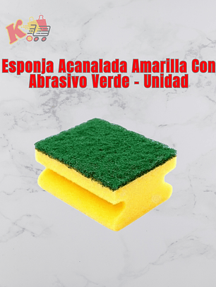TK - 000010 - Esponja Acanalada Amarilla Con Abrasivo Verde - Unidad