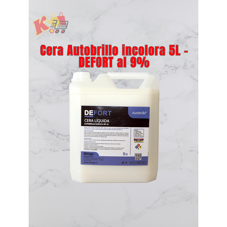 TK - 000024 - Cera Autobrillo incolora 5L - DEFORT al 9% 1