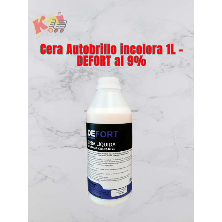 TK - 000025 - Cera Autobrillo incolora 1L - DEFORT al 9% 1