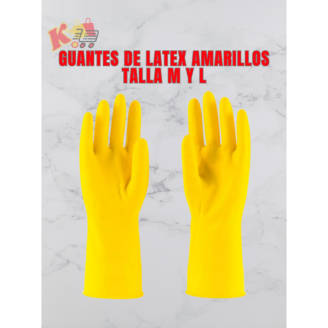 TK - 000086 -  GUANTES DE LATEX AMARILLOS TALLA M Y L 1