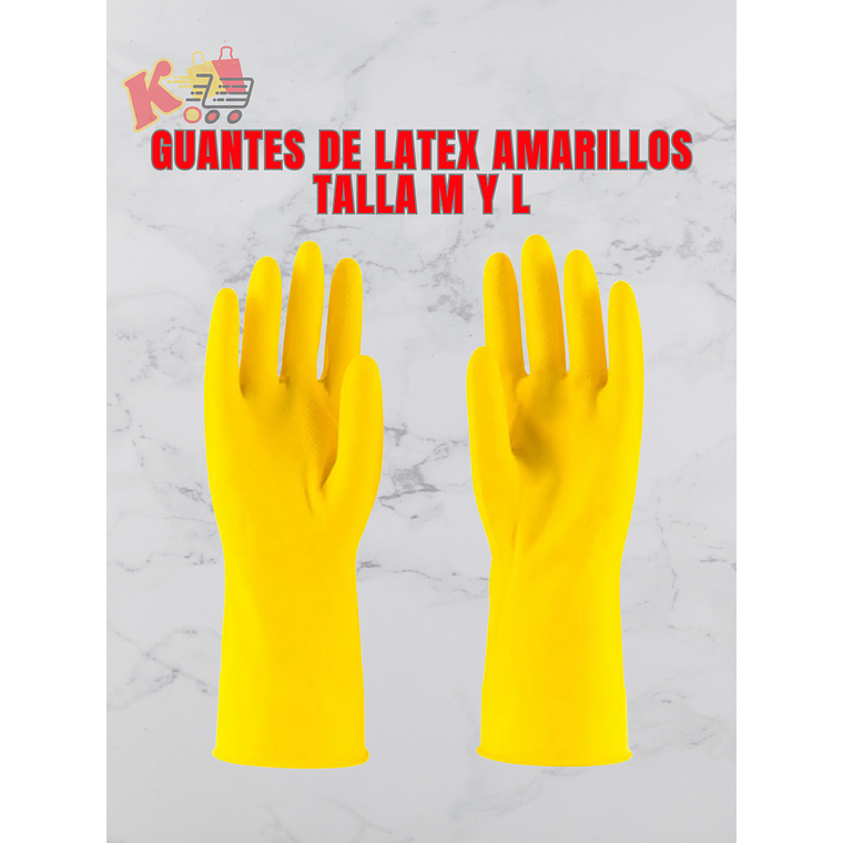 TK - 000086 -  GUANTES DE LATEX AMARILLOS TALLA M Y L 1