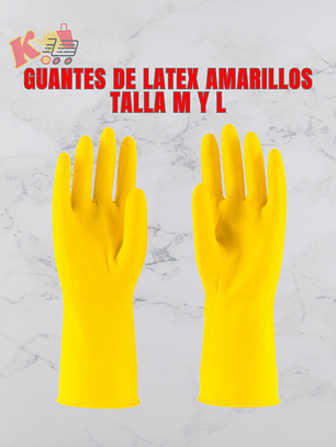TK - 000086 -  GUANTES DE LATEX AMARILLOS TALLA M Y L