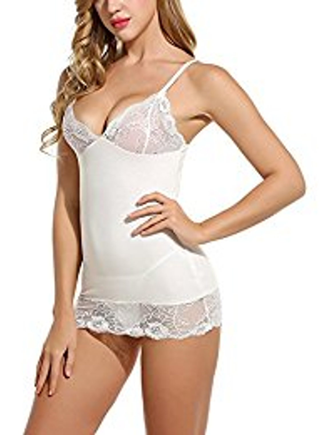 Babydoll ceñido con encaje  2