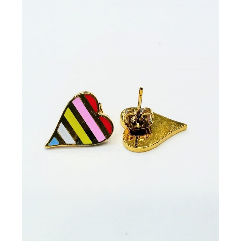 Arete Corazon Arcoiris en Acero