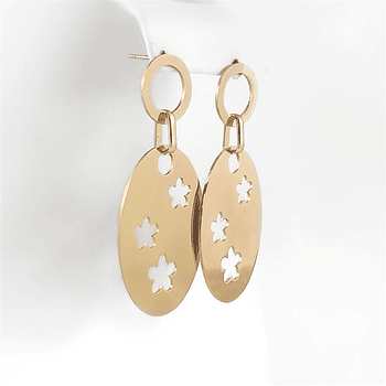 Aretes en Acero Diseño Gota con Tres Estrellas