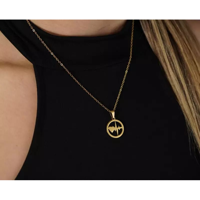 Juego de Aretes y Collar en Acero Diseño Signos de Amor