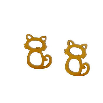 Aretes en Acero Diseño Gato Labrado