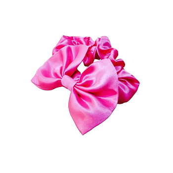 Scrunchies Con Moño Rosado