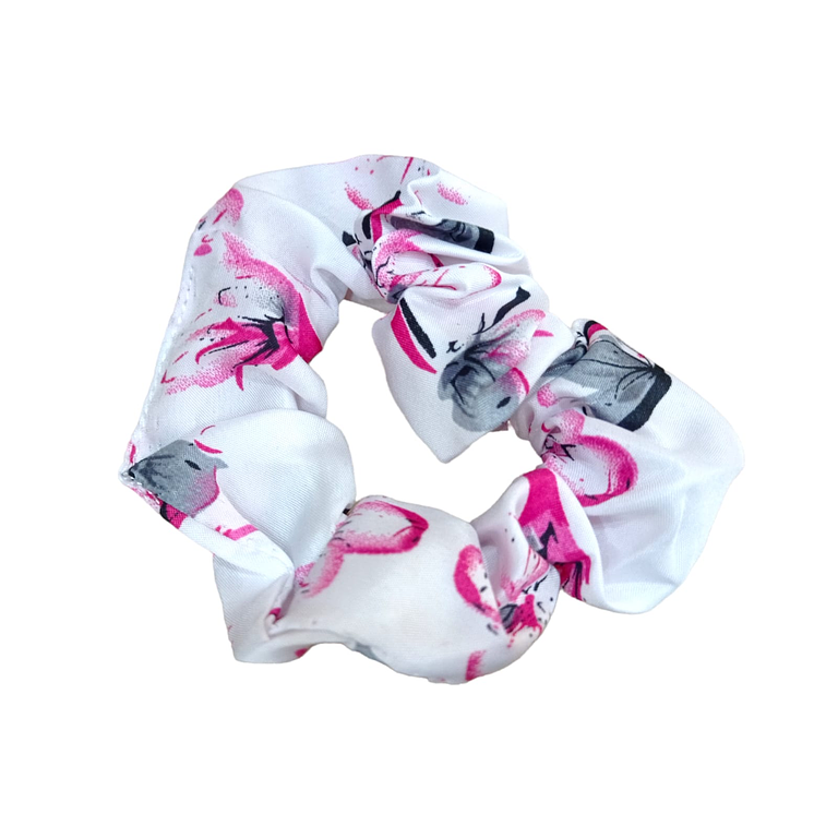 Scrunchie Blanca Y Fucsia 