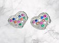 Aretes En Acero Plateados Diseño Corazon Con Circones