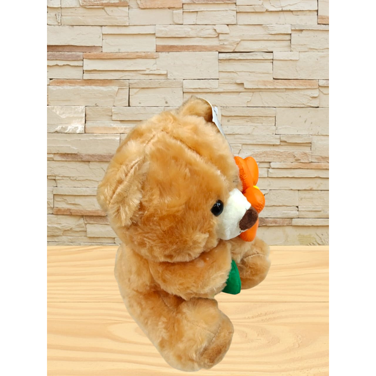 Peluche Oso Con Flor De Color Naranja