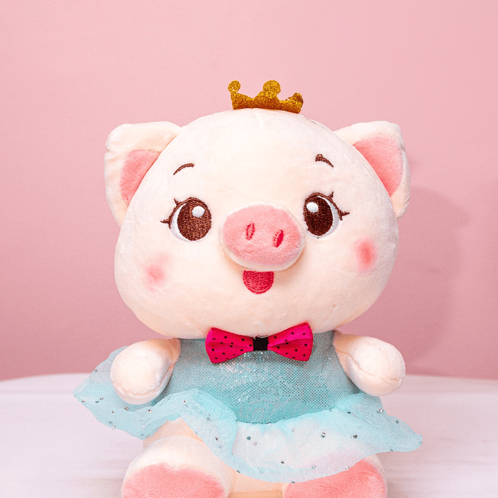 Peluche De Cerdita Con Vestido Azul 1