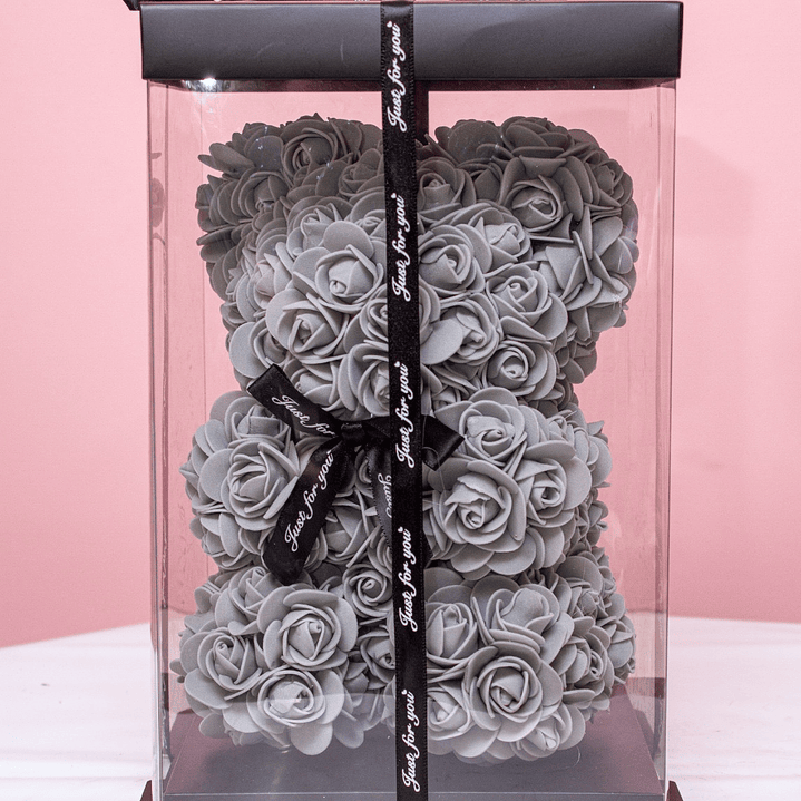 Oso De Rosas Preservadas Gris 1