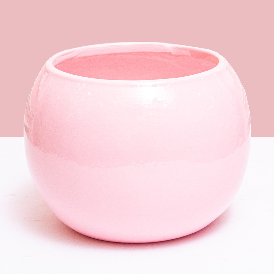 Matera Rosada Pequeña En Cerámica Redonda 1
