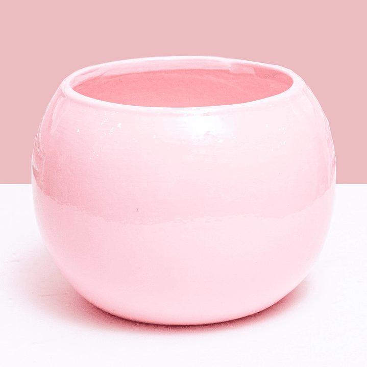 Matera Rosada Pequeña En Cerámica Redonda 1