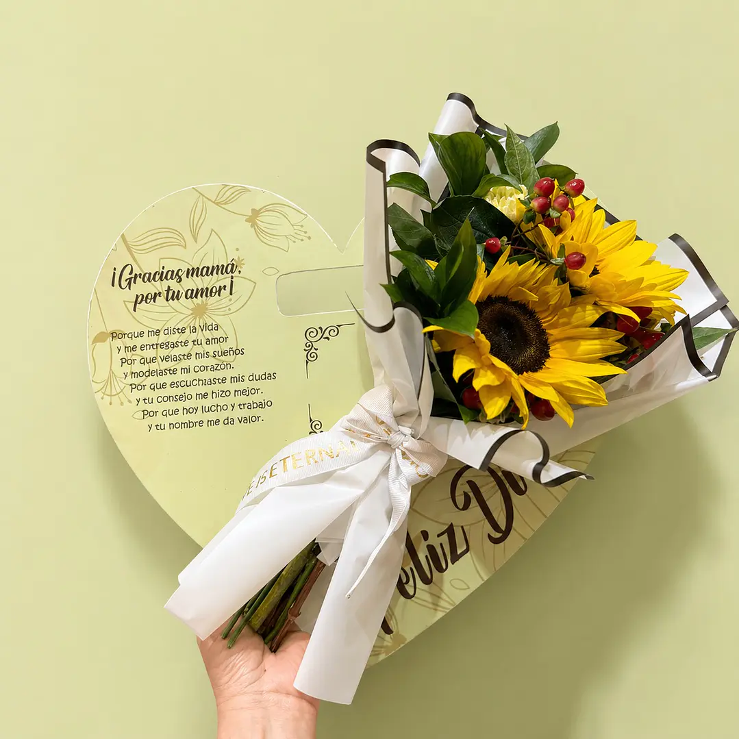 Ramo De Girasoles Con Mensaje Para Mamá 1