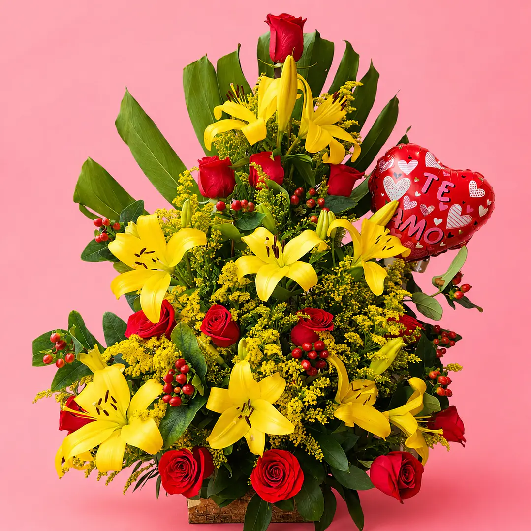 Arreglo Floral De Rosas y Lirios (Lili Rosa) 1