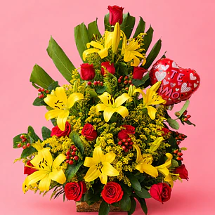 Arreglo Floral De Rosas y Lirios (Lili Rosa)