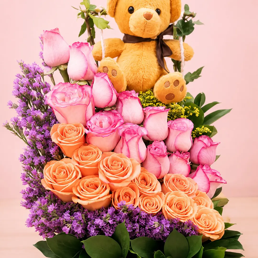 Arreglo Floral Rosas Edición Teddy 1