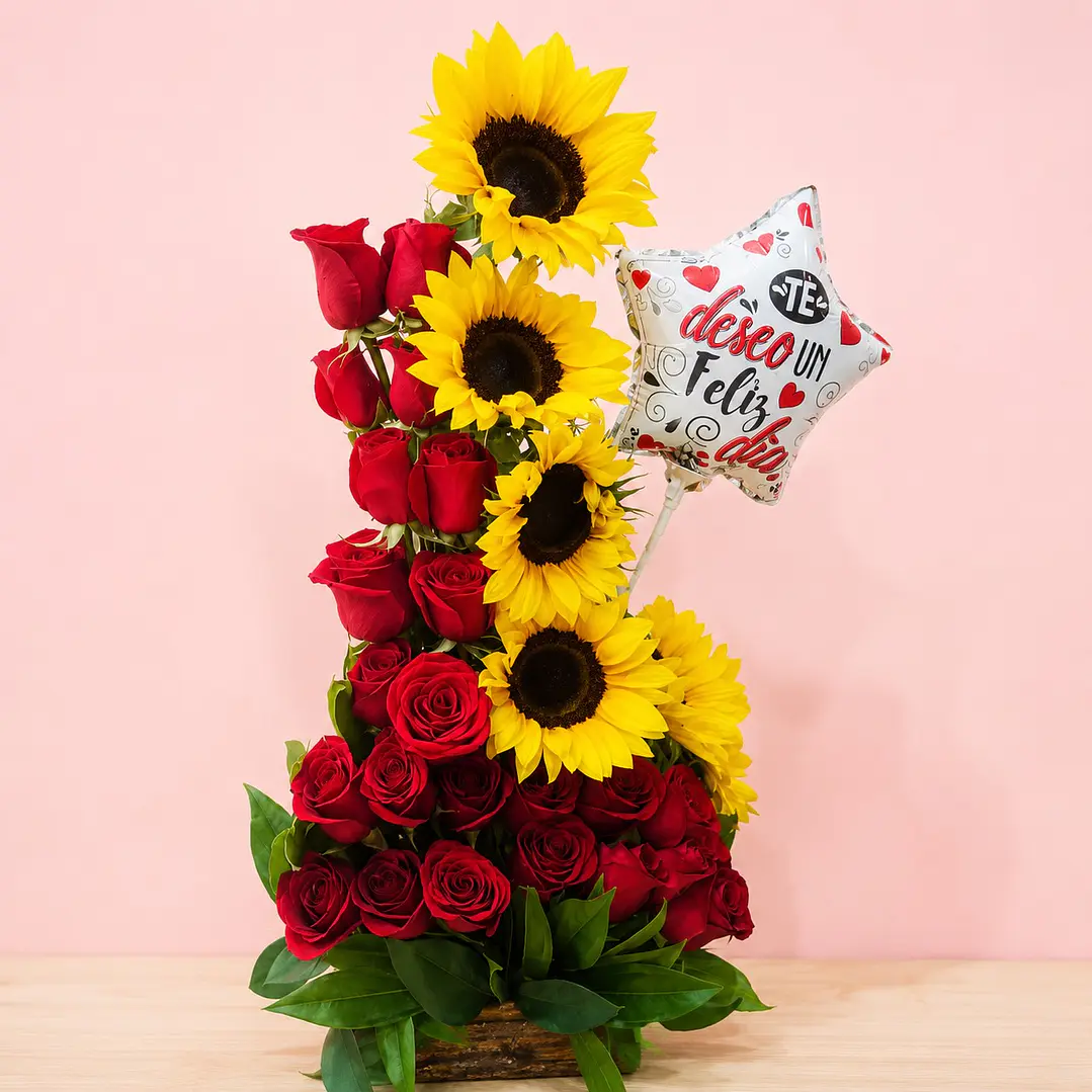 Arreglo Floral Doris Rosas y Girasoles 1