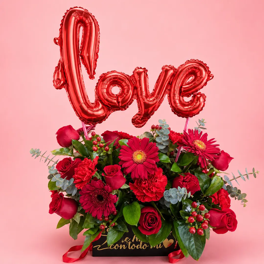 Arreglo Floral Love Rosas Gerberas 1