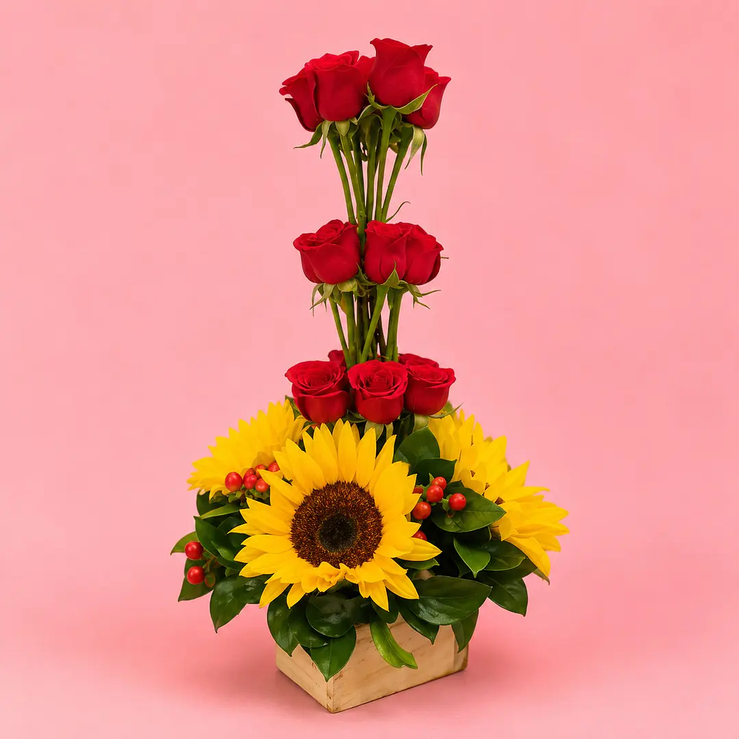 Arreglo Floral Rosas Y Girasoles Sofí 1