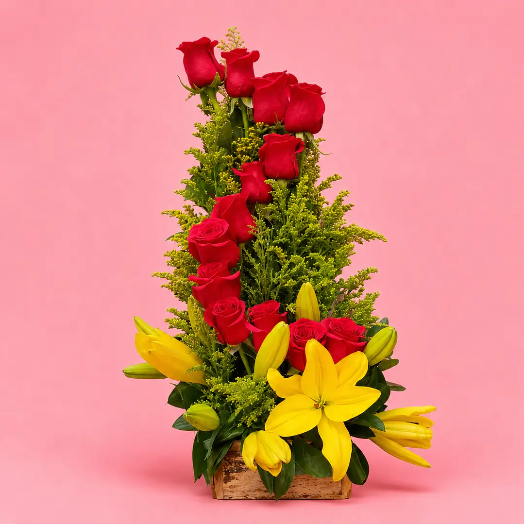 Arreglo Floral Diseño Espiral De Rosas Y Lirios 1