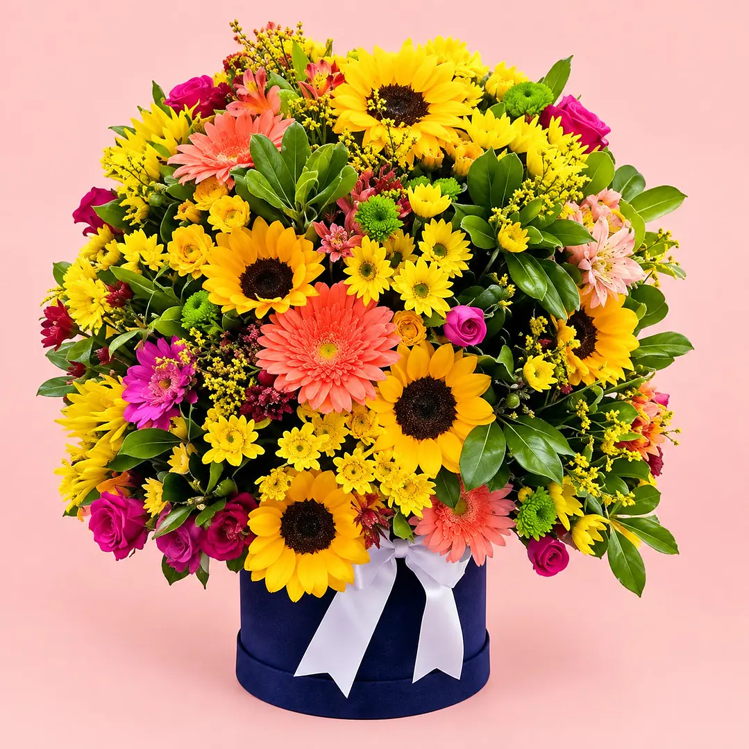 Arreglo Floral Tropical Smile Rosa Girasol Gerbera 1