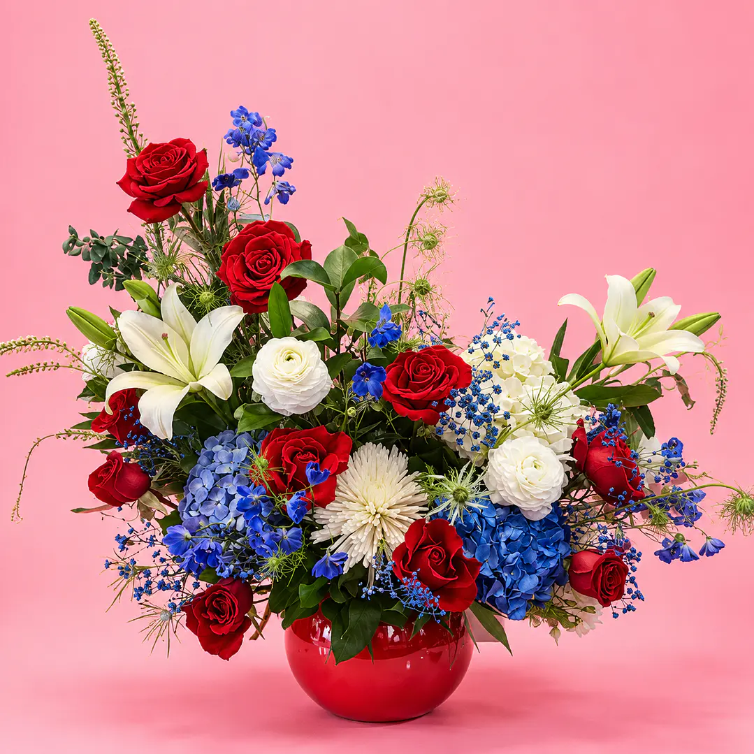 Arreglo Floral Celeste Lirios Rosas 1