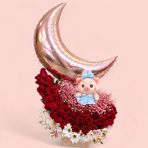 Arreglo Floral De Rosas Diseño Luna 