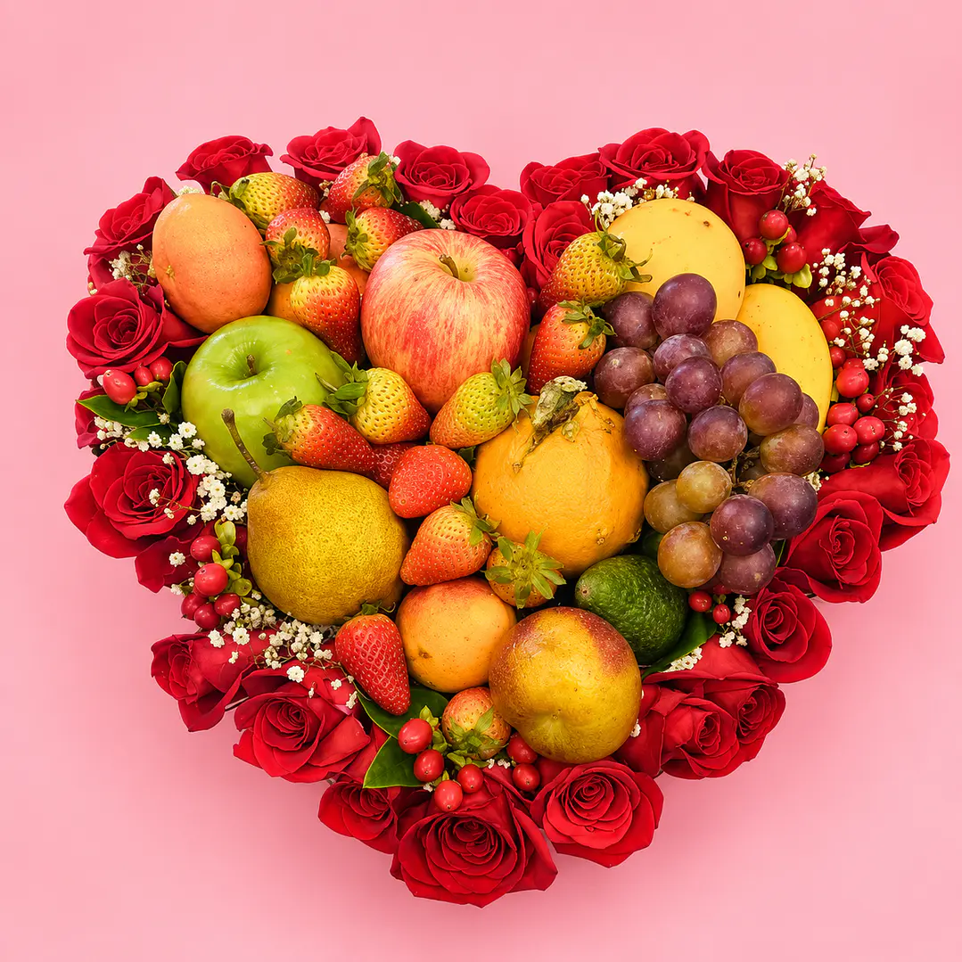 Arreglo Love Frutal Rosas 1