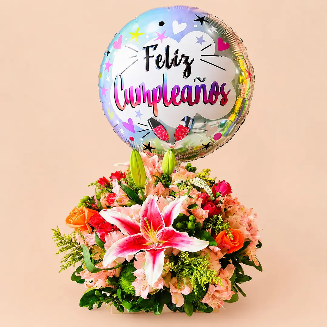 Arreglo Floral Jardín Primaveral Lirio Rosas 1