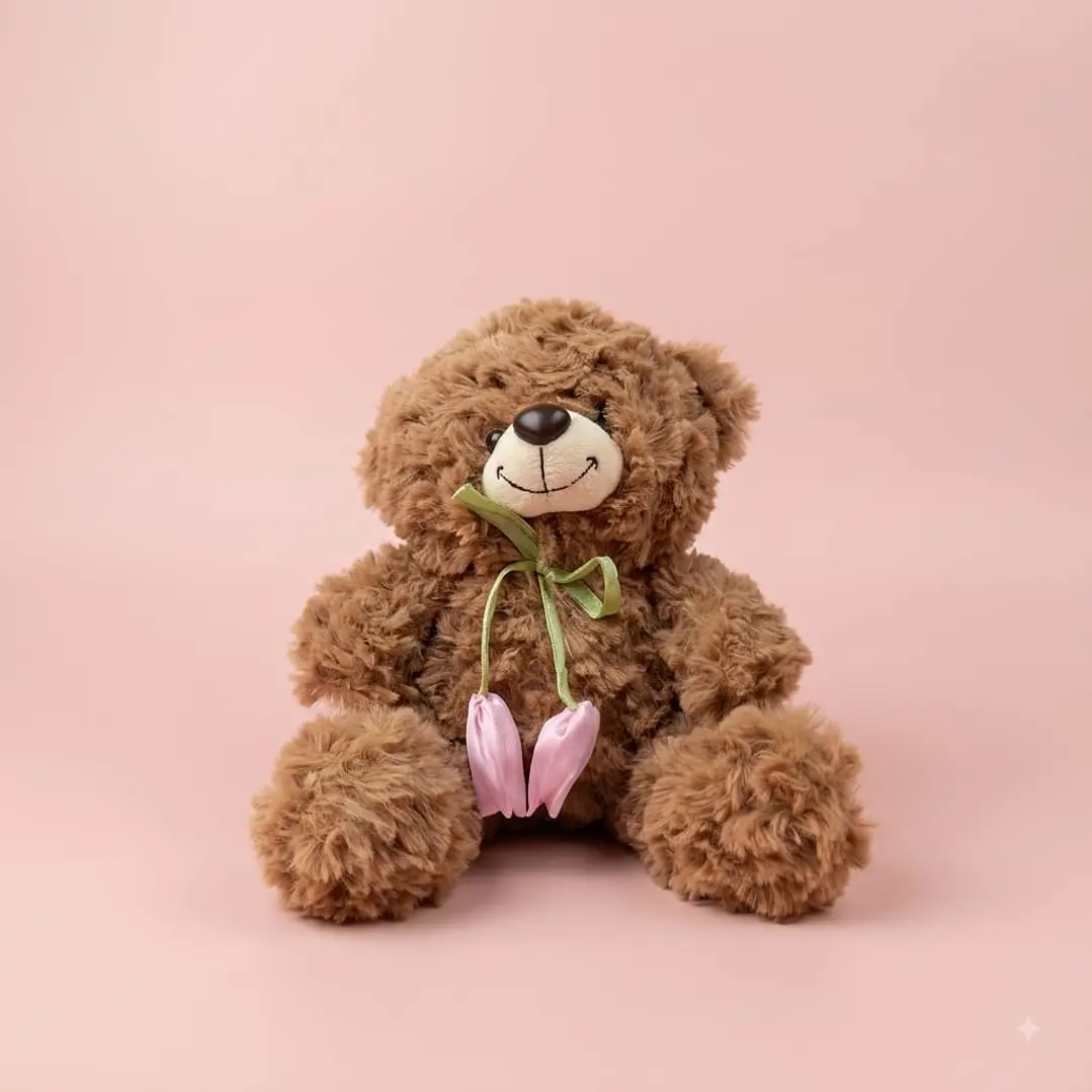 Peluche Osito Peludo Con Tulipanes 1