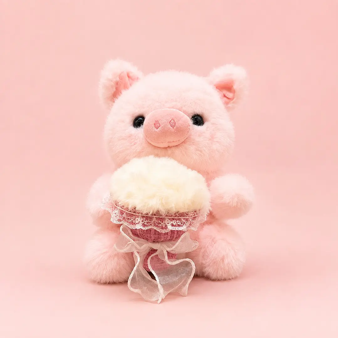 Peluche Cerdito Con Ramo 1