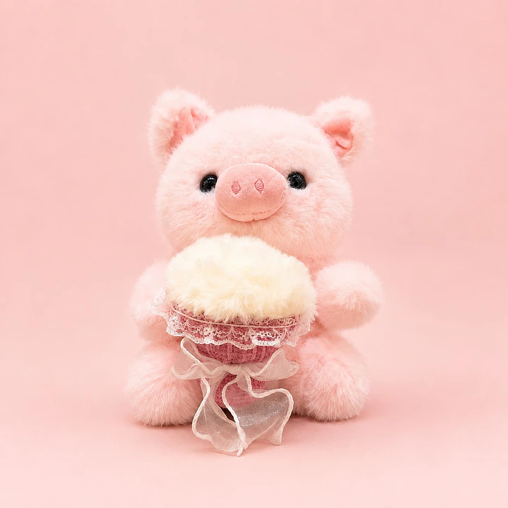 Peluche Cerdito Con Ramo 1