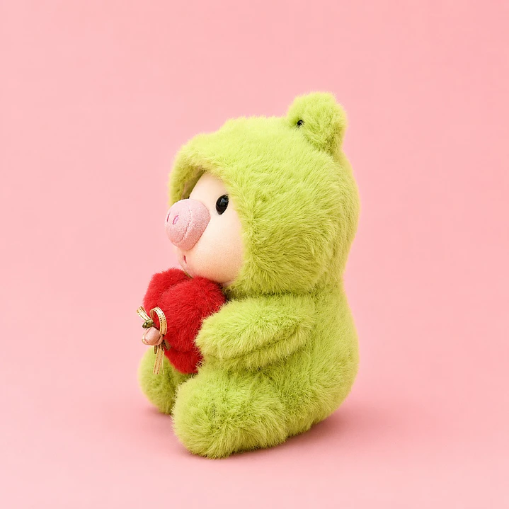 Peluche Cerdito Disfraz Sapo Con Corazón 2